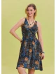 V Neck Robe Blue Ethnic Dress 4513